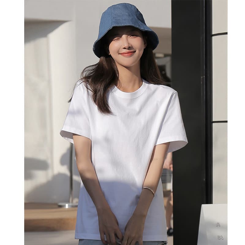 Cotton T-Shirt Women Short Sleeve 2026 White Loose Thin Regular Shoulder Base Layer Inner Wear Solid White T Fashion Versatile
