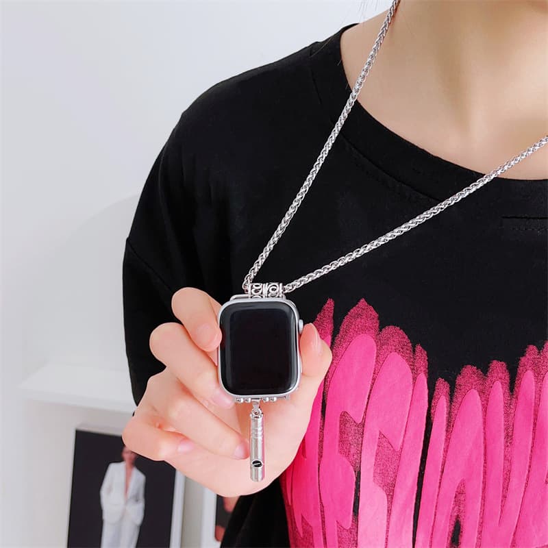 Compatible iWatch band Apple Watch necklace pendant hanging chain metal punk chain cool 49