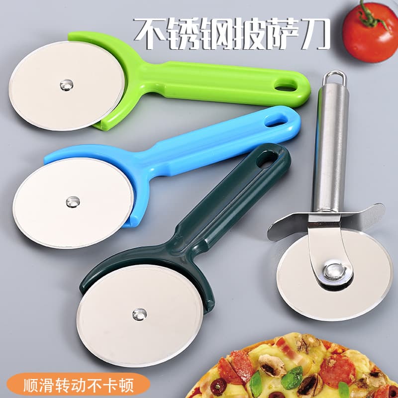 Stainless Steel Pizza Cutter Disher Long Handle Single Wheel Hob Cutting Knife Baking Tools Kitchen Gadgets