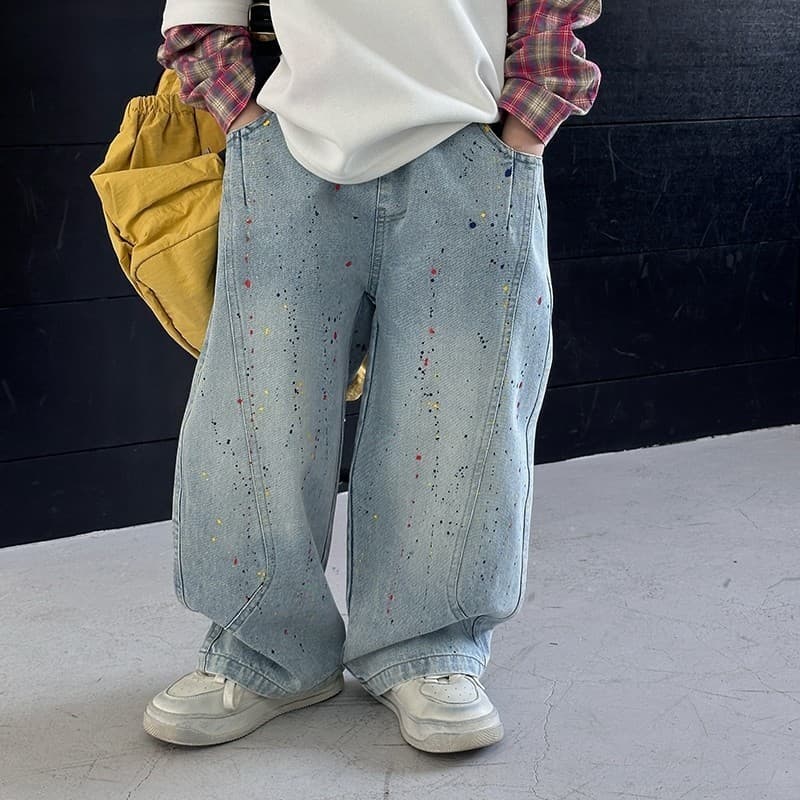 Children's Clothing Wholesale Boys' Pants Spring Summer 2026 New Kids' Cool Handsome Boys' Streetwear Jeans Trendy Straight-Leg Long Pants