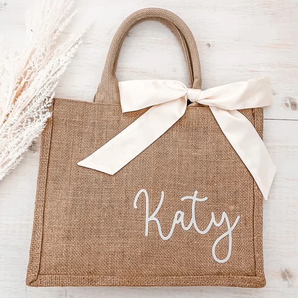 Personalized Bridesmaid Beach Jute Bag