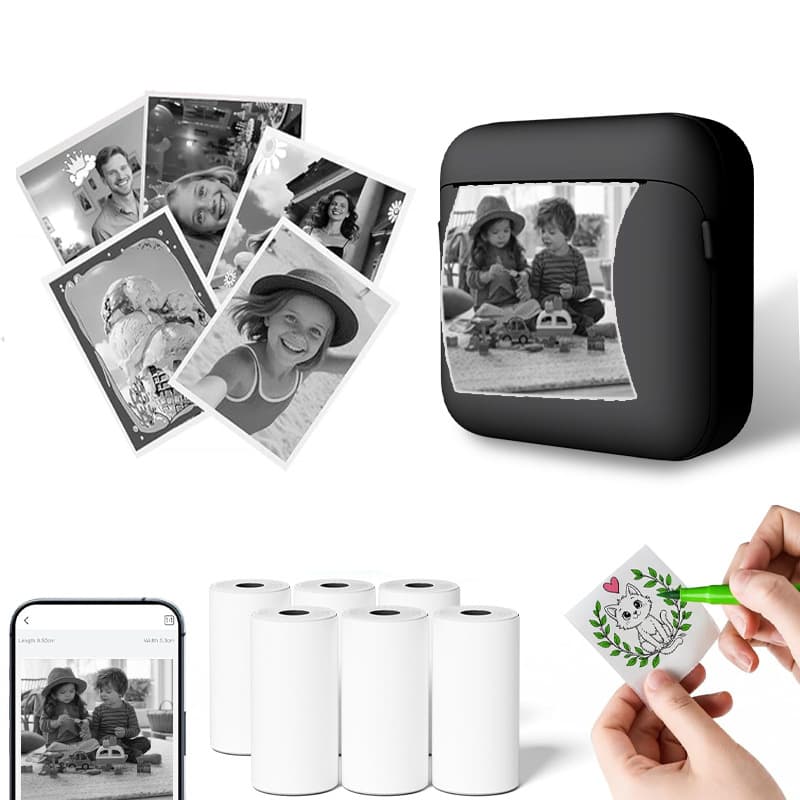 Mini Portable Thermal Label Printer for Digital Photos, Kids Gift M12 Error-Printing Portable Printer
