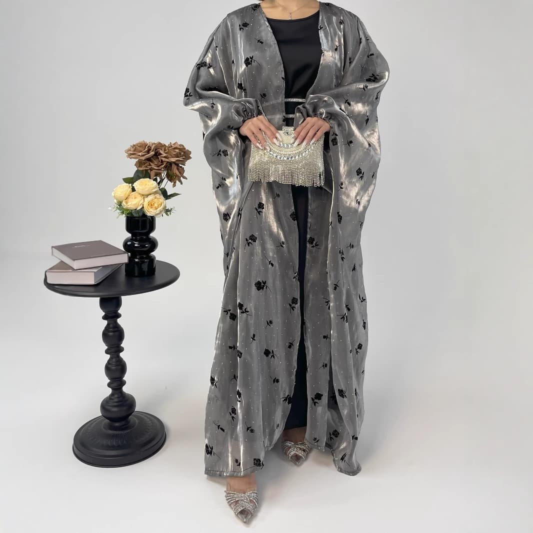 Modest Women's Dress with Simple Rose Outer Skirt Set - Elegant