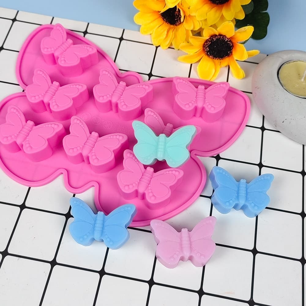 8-Hole Butterfly Silicone Mold for Wax Bottle Candy, Squeeze Chocolate Cake Decoration, Gummy Ice Cube Tray, Jelly Pudding Mold
