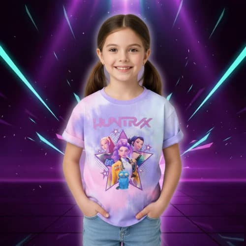 Hunters cartoon print parent-child clothing Rumi Mila Zoe children's clothing short-sleeved T-shirt Korean version for small and medium-sized children