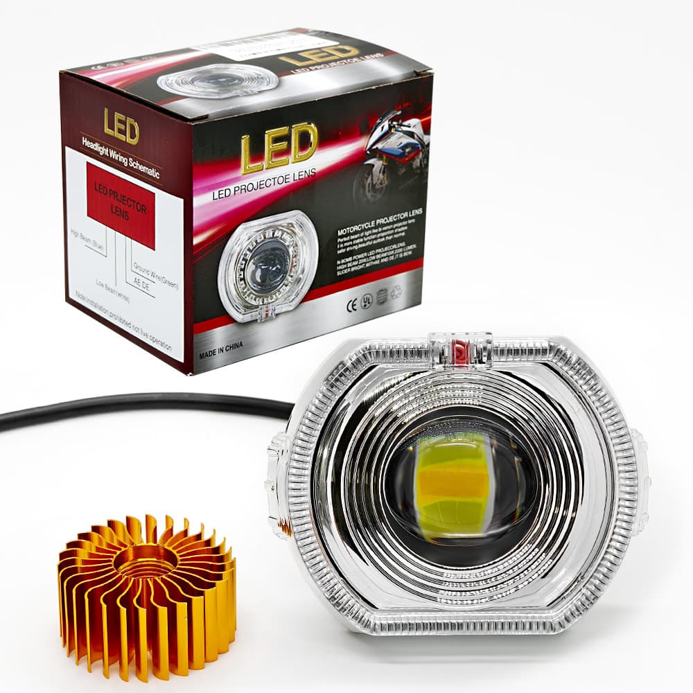 New 4.5-inch motorcycle LED spotlight angel eye devil eye built-in bifocal lens headlight electric vehicle modification