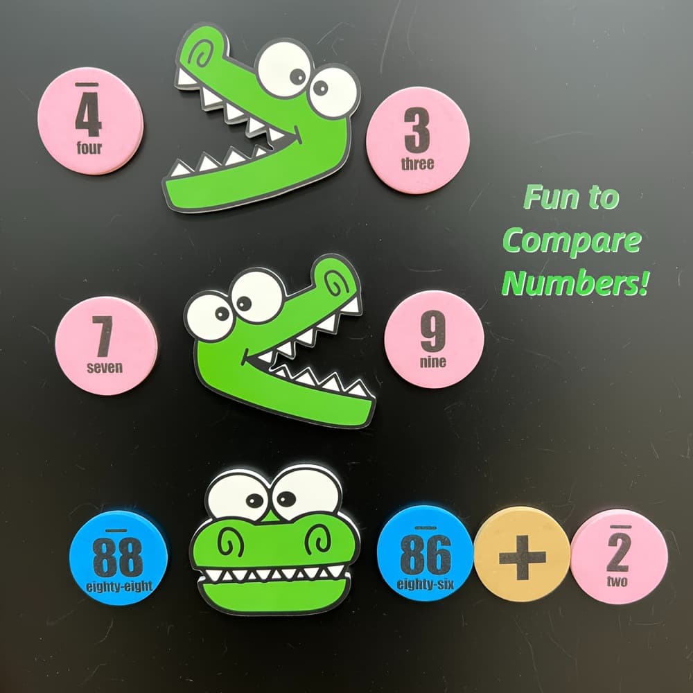 Cross-border best-selling magnetic cartoon math teaching set with funny crocodile head and insect magnetic whiteboard refrigerator magnet