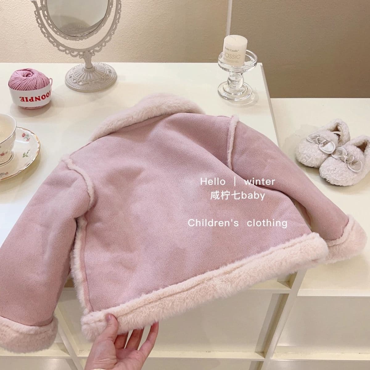 Girls' Coat Faux Fur Lined 2025 New Thickened Children's Winter Coat Stylish Baby Outerwear