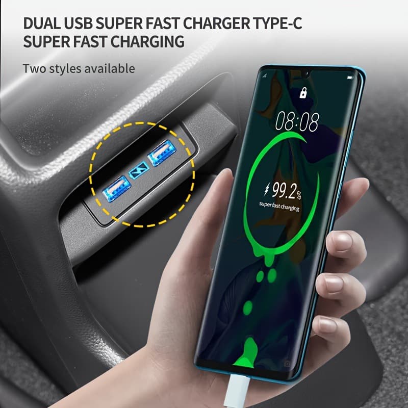 Car Dual USB + Type-C Super Fast Charger RV Boat Yacht Machine Equipment Special Modification