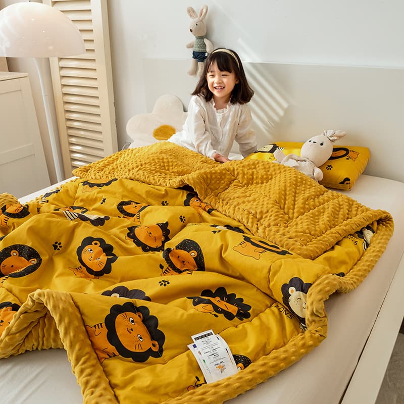 Thickened Pure Cotton Winter Blanket Children's Bean Flannel Cover Blanket Nap Blanket Single Double Cotton Bean Quilt Spring Autumn