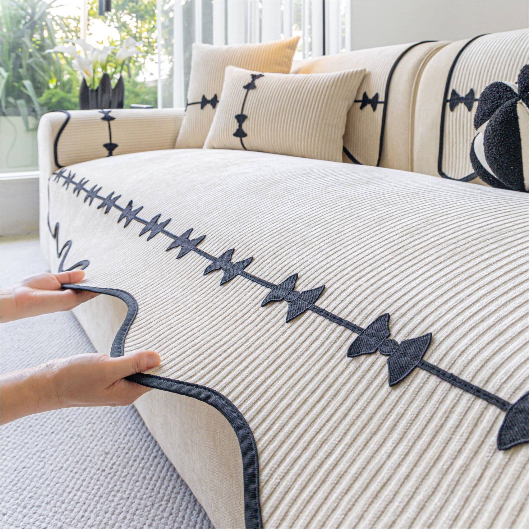 Irregular cream style high-end sofa cushion 2026 new chenille four-season universal sofa cushion cover wholesale