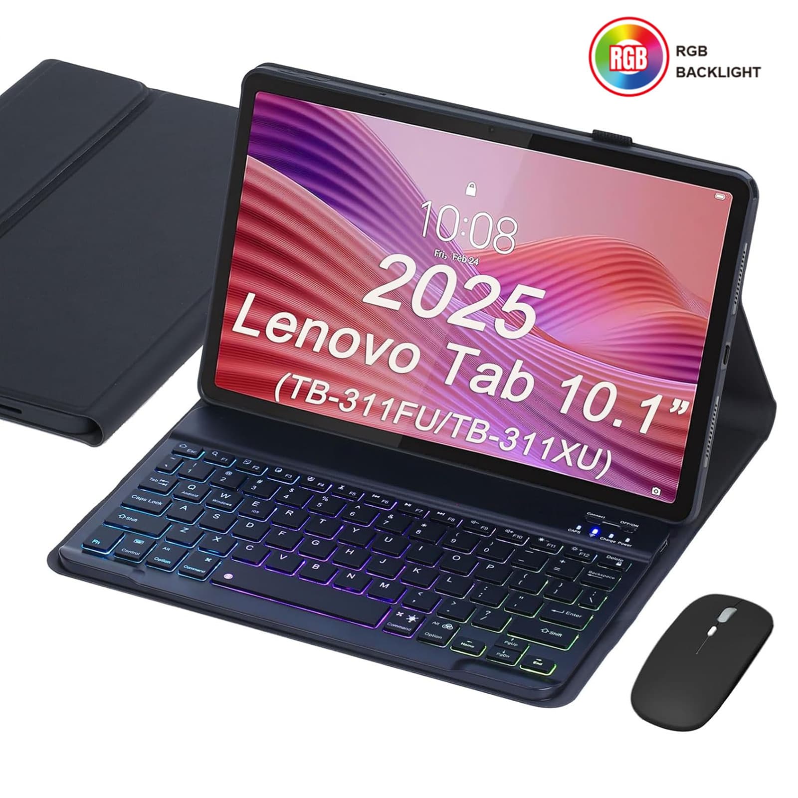 Compatible with Lenovo Tab 10.1 2025 TB-311 FU XU Tablet Bluetooth Keyboard Case with RGB Backlight