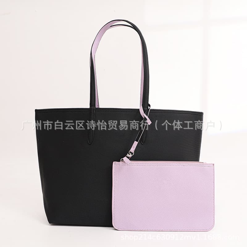 2024 new French crocodile bag double-sided commuting bag single shoulder portable shopping bag large tote bag