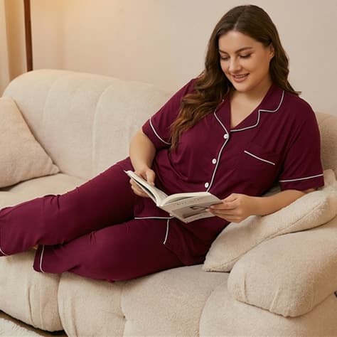 Foreign Trade Cross-Border Modal Plus-Size Women's Summer Short-Sleeve Pajama Set with Pockets, Loose Loungewear Button-Up Cardigan