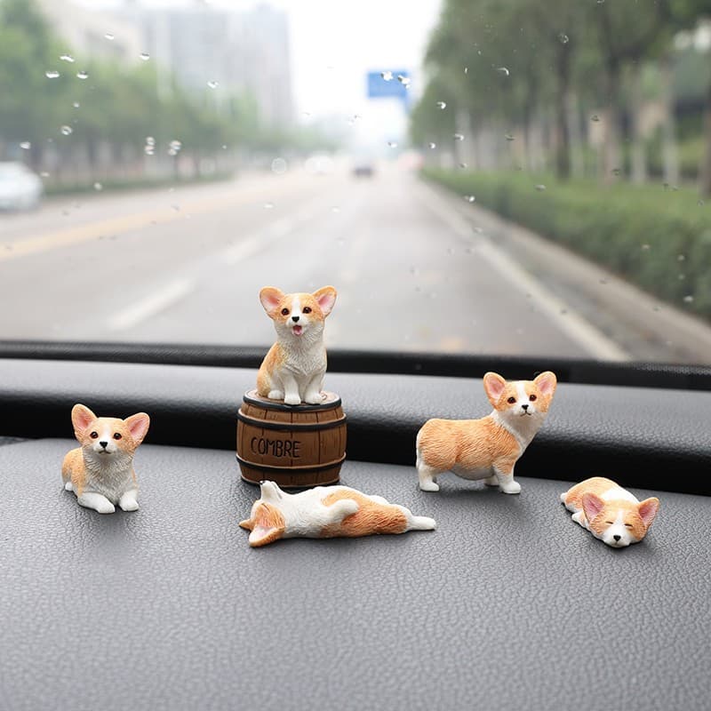 Mini Corgi Resin Ornament Birthday Gift Micro Landscape Landscaping Ornament Cute Creative Car Doll