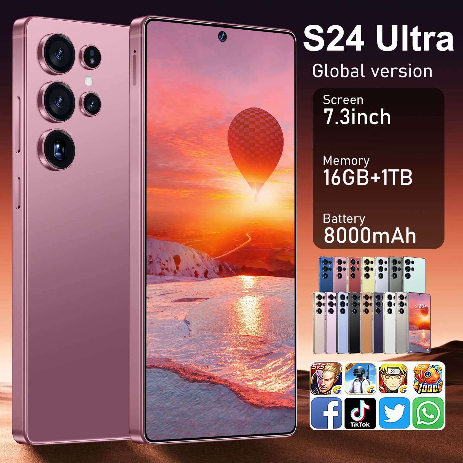 S24 Ultra Cross-Border Hot Sale Built-in Stylus 7.3-inch Large Screen Android Smartphone for Export and Dropshipping