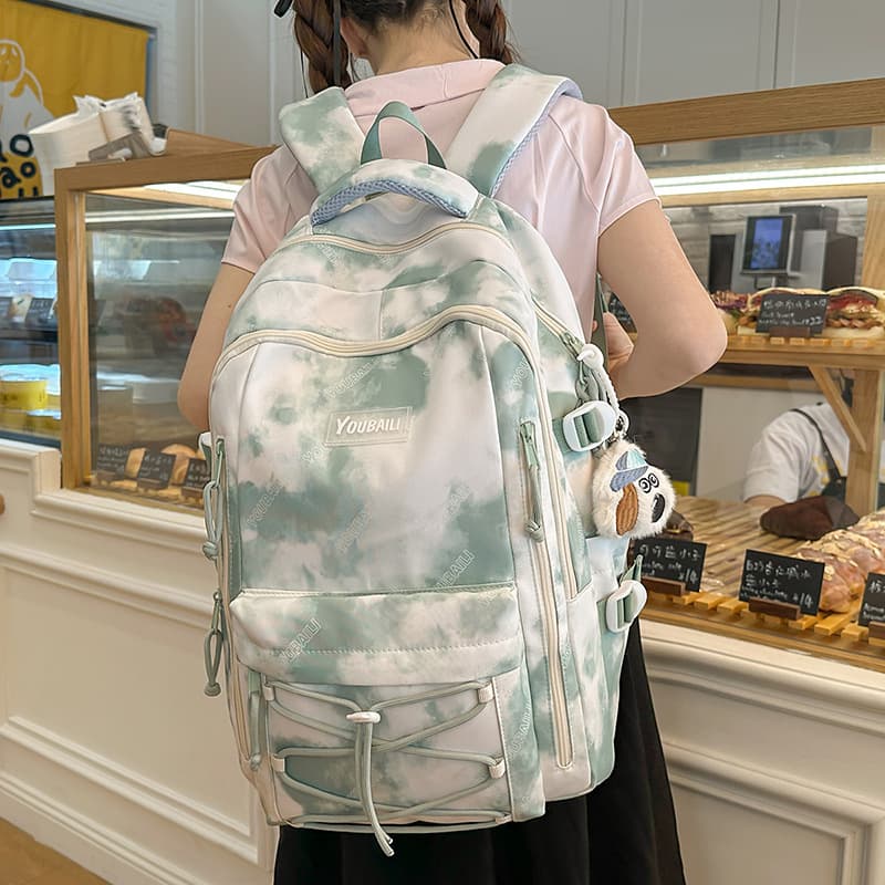 Schoolbags for women with good looks, ins niche design, tie-dye backpacks, versatile multi-compartments, junior and high school backpacks, computer bags