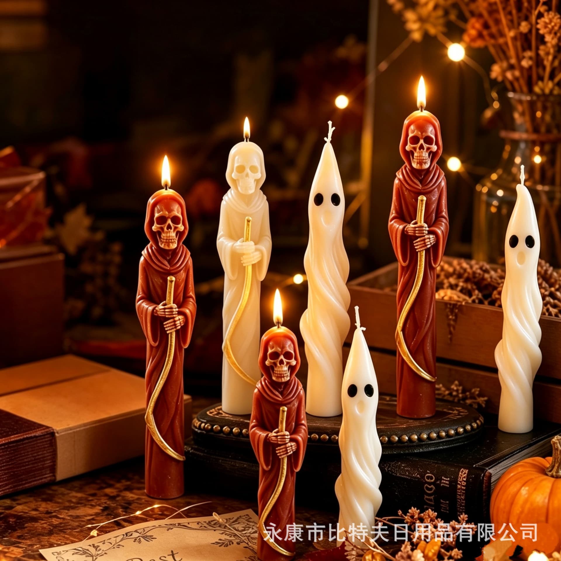 New Flameless Ghost Taper Candle Halloween Ghost Candle Ornament Party Ghost Candle