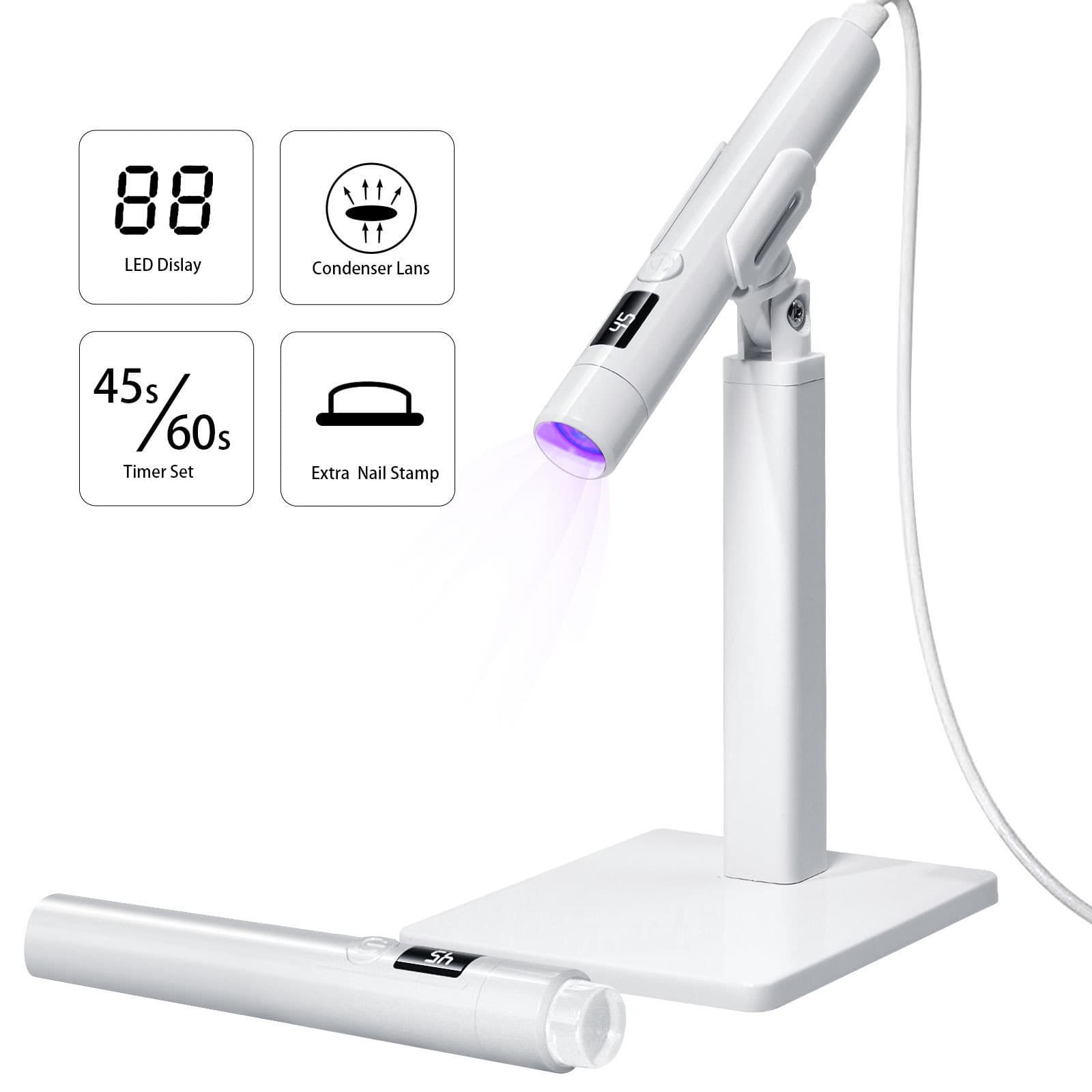New Handheld Portable Nail Lamp Multifunctional 360° Rotating Stand for Press-On Nails Quick-Dry Curing Lamp Set