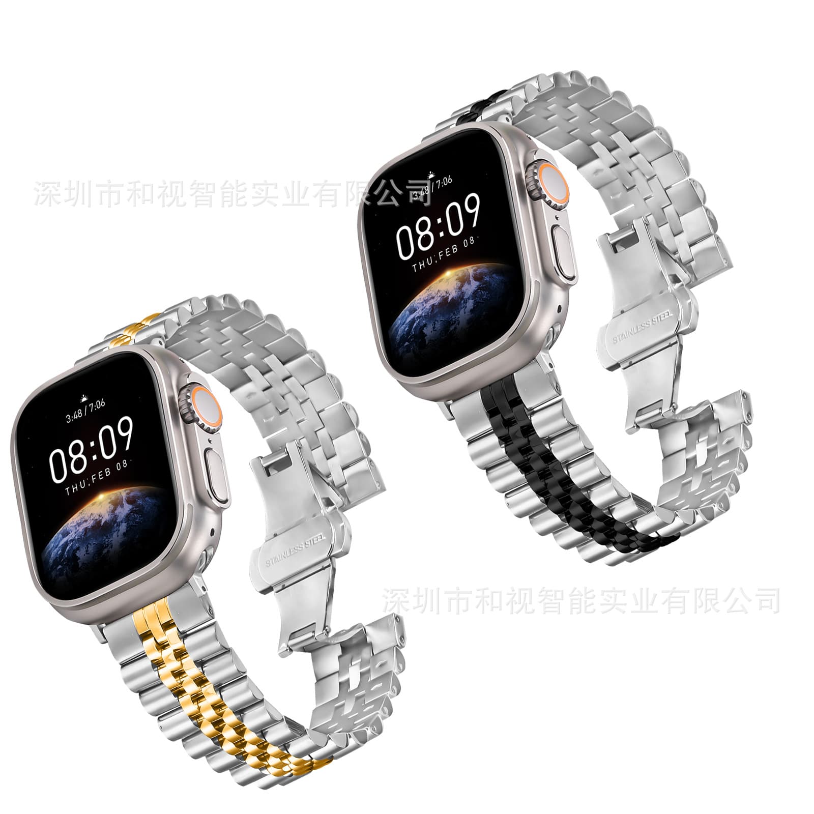 Compatible with Apple Watch Band Five-Bead Steel Band Stainless Steel Band Metal Band Ultra