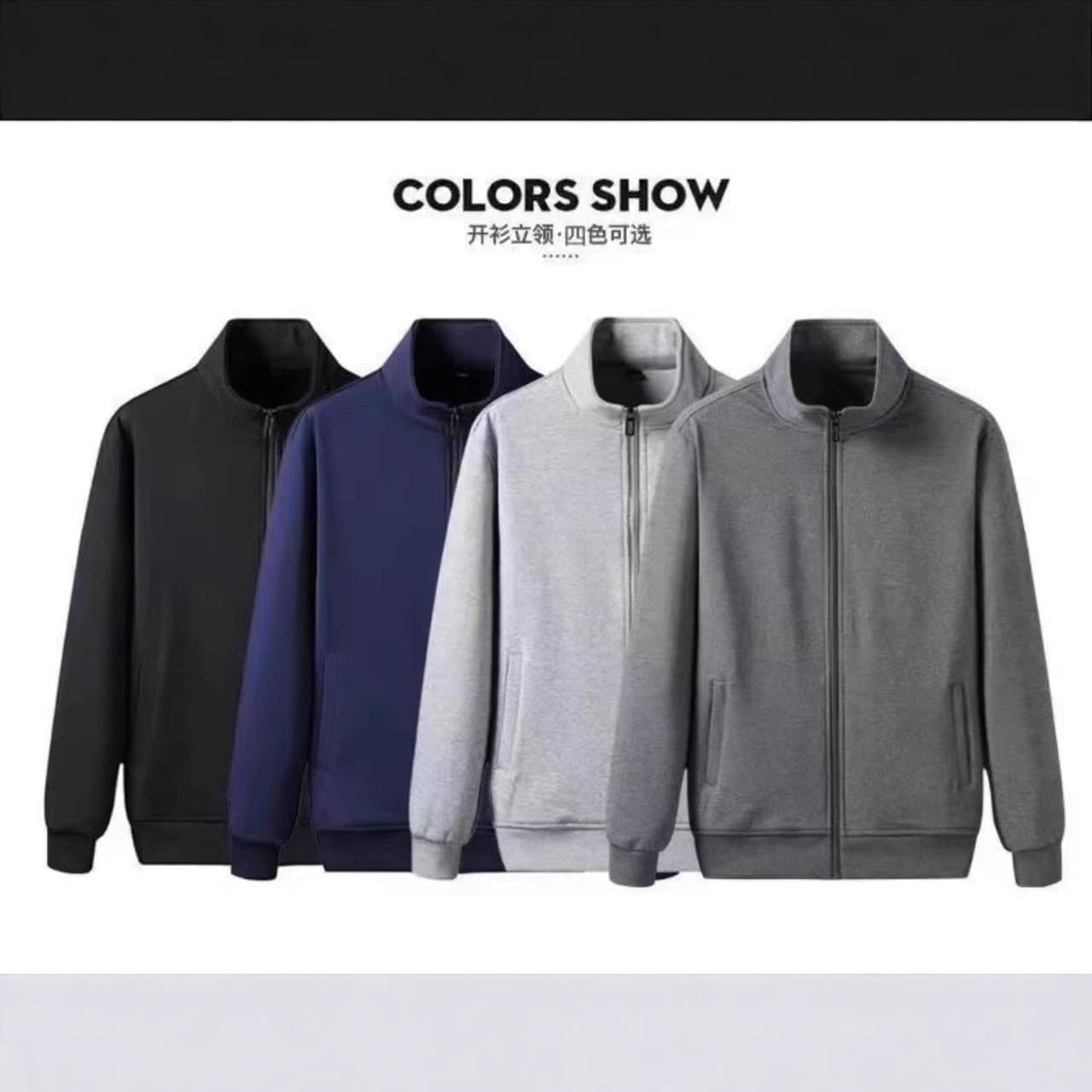 Wholesale Stand Collar Zip-Up Hoodie Men Spring Autumn New Long Sleeve Sports Casual Solid Color Versatile Loose Jacket Men