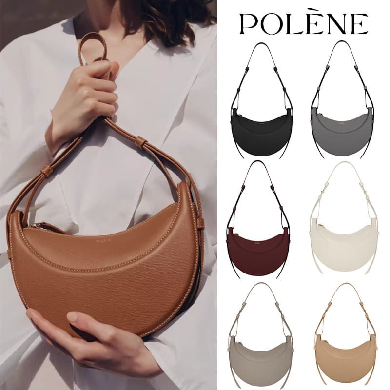 Polene Crescent Bag Polene Paris Small Design Single Shoulder Crossbody Bag Genuine Leather Underarm Saddle Bag Light Luxury