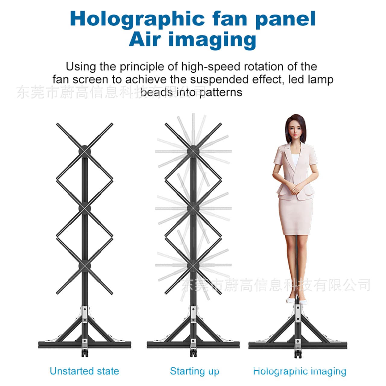 3D Holographic Fan Screen LED Bead Rotation Imaging Advertising Machine Projector Supports Mobile App WiFi