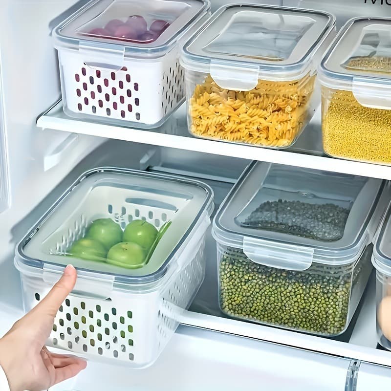 2026 New Cross-border Drop Shipping 3-Piece Refrigerator Storage Box Household Double-layer Food Storage Container