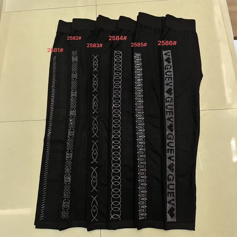 Fashionable Rhinestone Leggings for Women Custom Casual High Elastic Slim Modal Leggings Black Tight Pants Customization