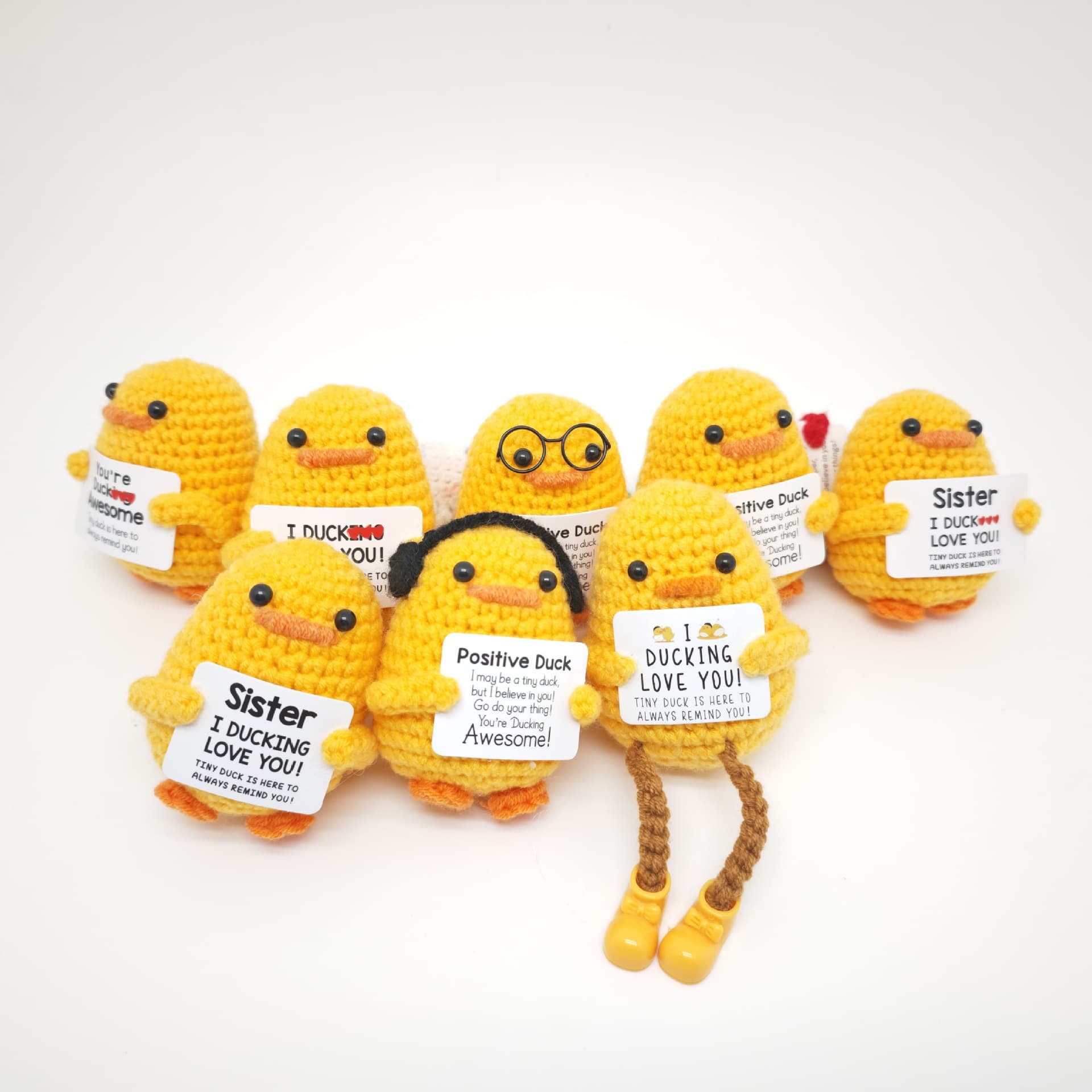 Cross-border Amazon Hot-sell Hand-knitted Positive Energy Duck Doll Funny Emoji Cute Animal Hanging Ornament