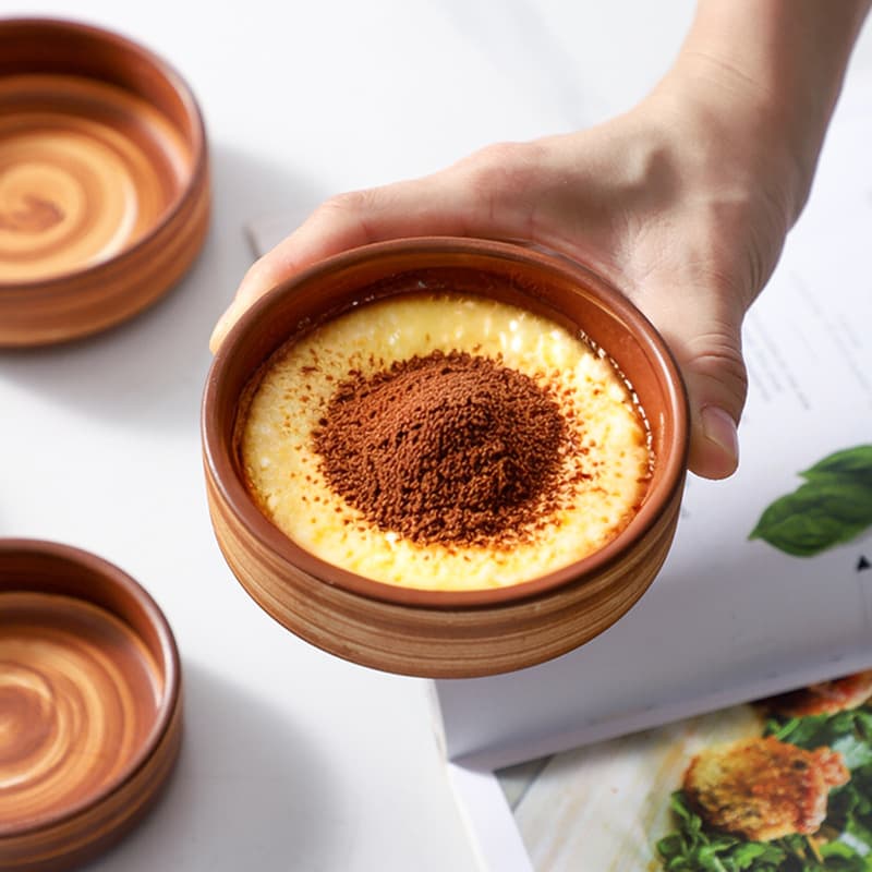 Caramel Custard Ceramic Small Dish, French Pudding Bowl, High-Temperature Baking Bowl, Cake Cup, Souffle Baking Bowl, Steamed Egg Bowl