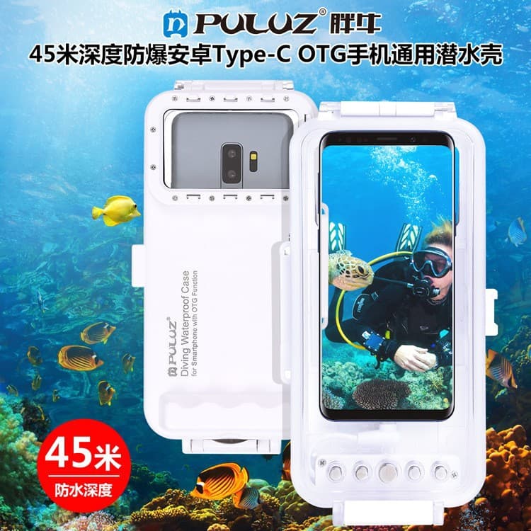 PULUZ Compatible with Android Type-C OTG Phone Universal Diving Case 45m Waterproof Upgraded Diving Case