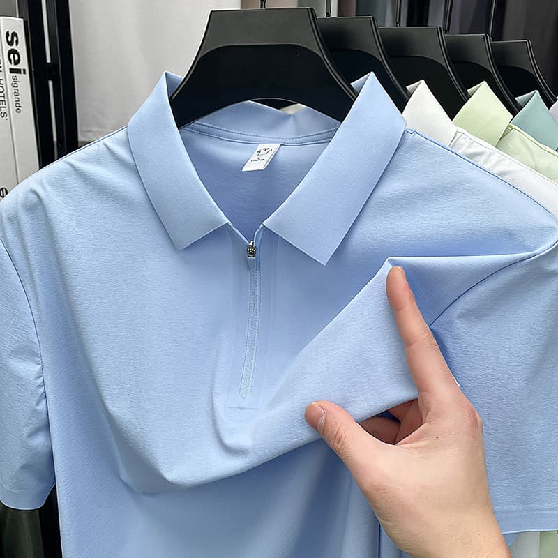 New 2026 Men's High-Quality Polo Shirt Ice Silk Cool Feel Top Custom Simple Style T-Shirt Casual Short Sleeve