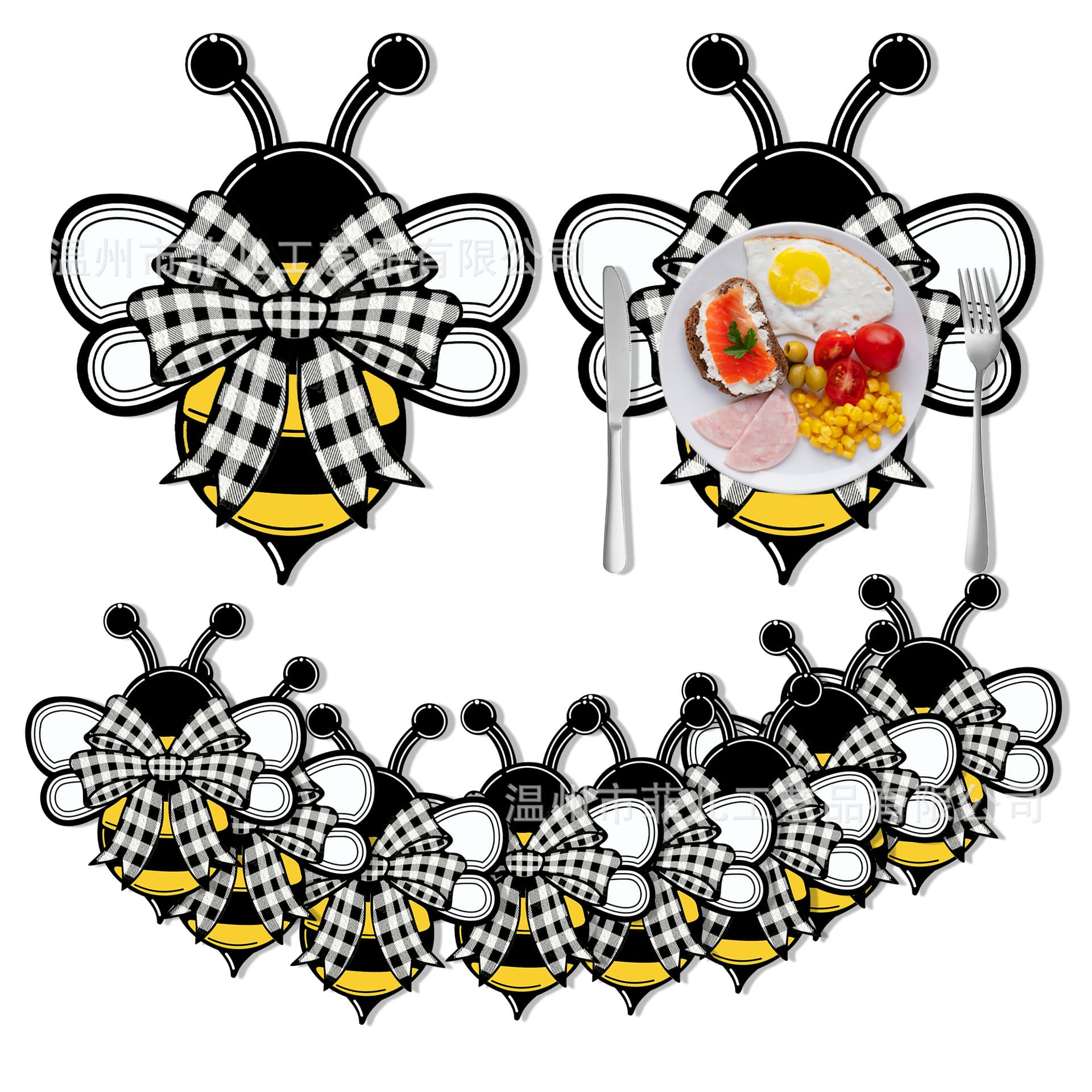 CA035 Unique Bee Shape Disposable Placemats for Cartoon-Themed Parties, Baby Events, and Birthday Decor