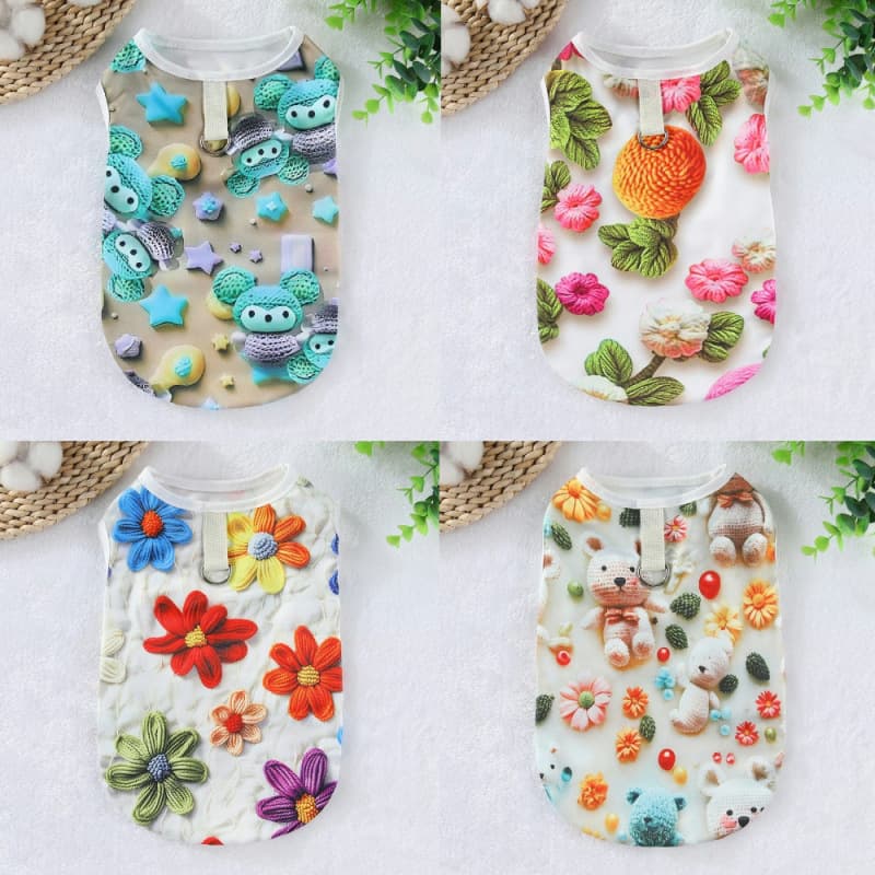 Spring and Summer Pet Dog Cat Anti-Shedding Vest 3D Printed Set for Corgi, Bichon Frise, Small and Medium Dogs