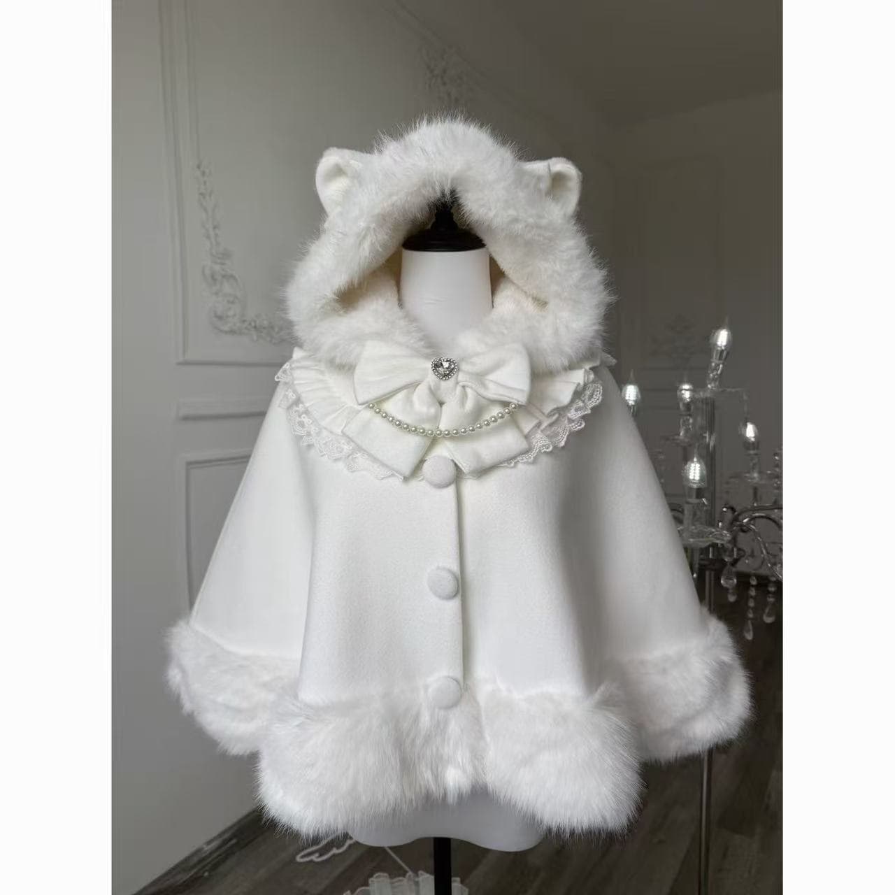 Cute Autumn/Winter Wool Cape Shawl Coat Sweet 2025 New Warm Fleece with Tag and Label