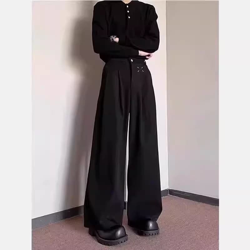 Cleanfit High Waist Wide Leg Men's Pants American Style Ice Silk Suit Trousers Casual High End Feelings Men's Fashion