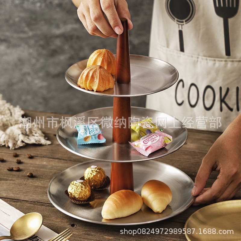Medieval style fruit tray snack cake candy snack tray table key storage rack entrance ornaments double three multi-layer