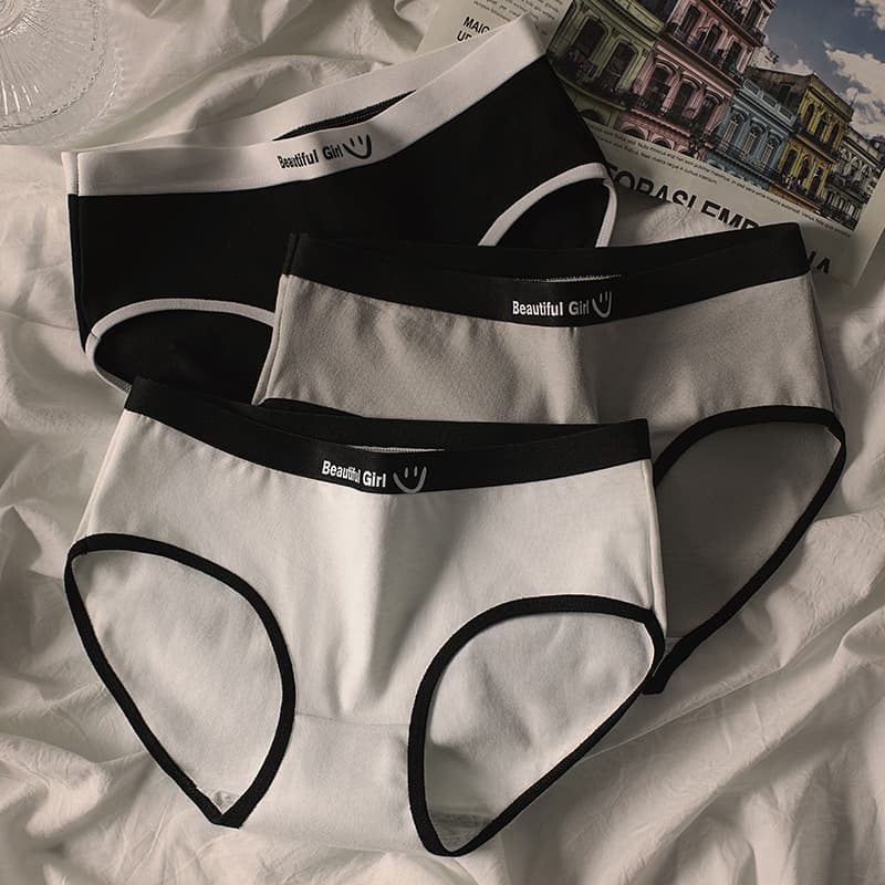Pure Cotton B300 Women's Mid-waist Seamless Triangle Panties Ladies Cotton Briefs Girls Underwear All Women's Panties