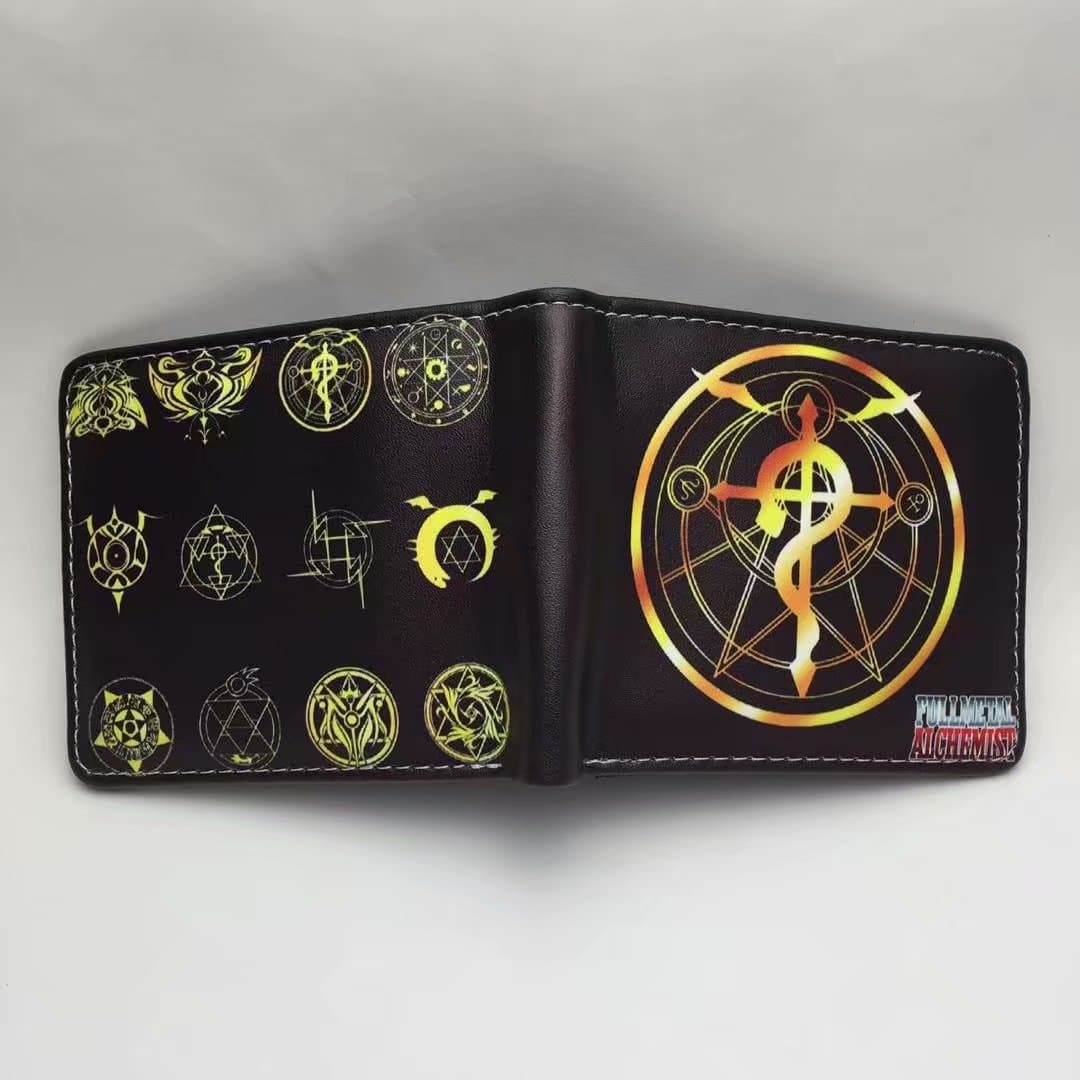 Fullmetal Alchemist Anime Wallet Men Women Wallet Foldable Anime Merch Short Purse PU Leather Card Holder