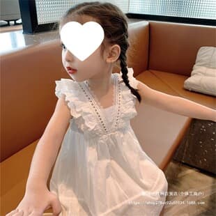 2026 Summer New Korean Style Pure Cotton Sleeveless Girls' Dress, Super Cute Baby White Princess Dress for One-Year-Old