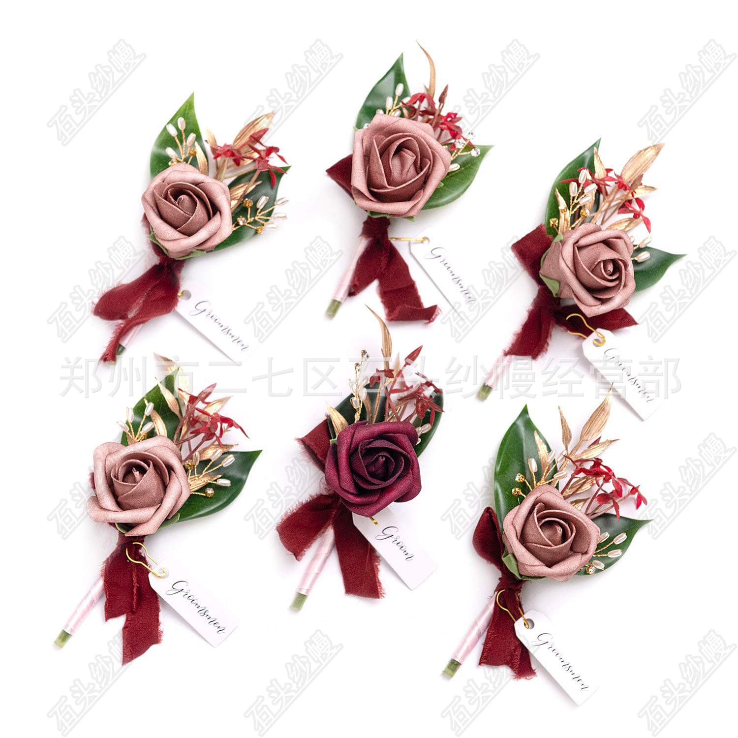 Amazon Cross-border Wedding Corsage Lapel Flower Greeting Flower European Decoration Wrist Flower Wedding Corsage Party
