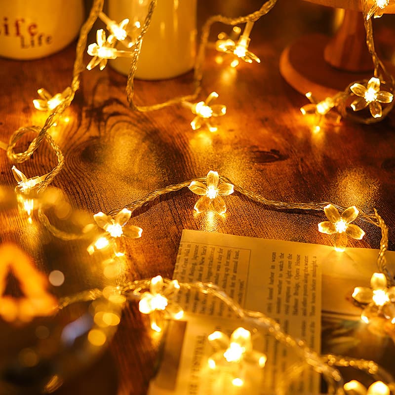 Outdoor waterproof LED cherry blossom string lights, decorative fairy lights, twinkle lights for bedroom, dorm room, camping