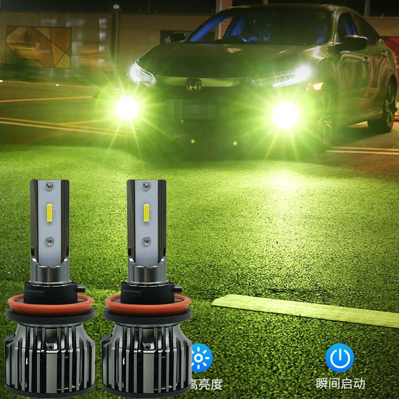 Factory custom mold ultra-bright automotive lime LED fog light H11 H7 880 9005 H1 lemon yellow LED bulb