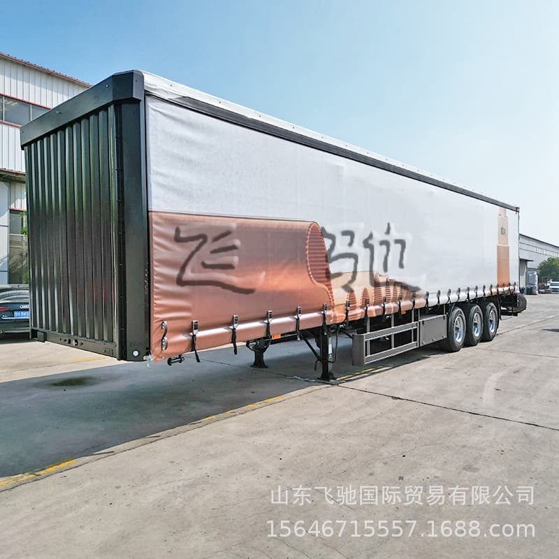 Cross-border export manual side curtain tarpaulin trailer, box-type curtain semi-trailer, side curtain tarpaulin semi-trailer