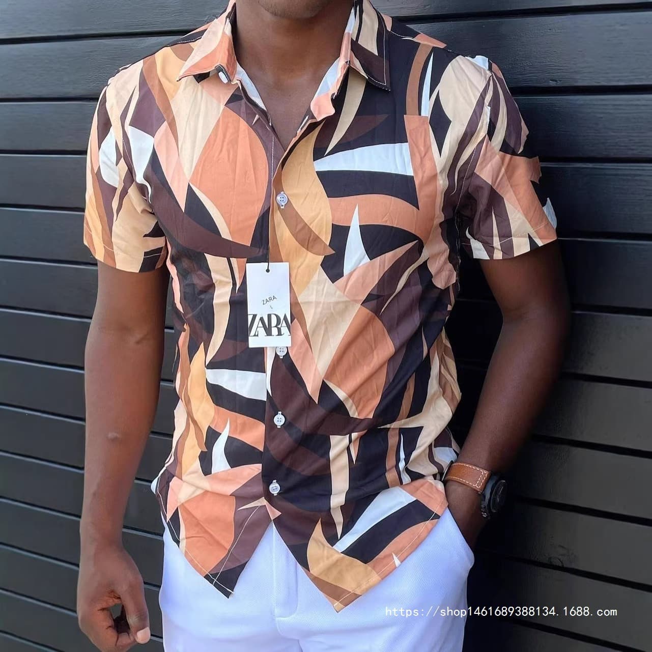 Cross-border Men's Floral Short Sleeve Shirt Men's Shirt Summer Lapel Shirt Men Breathable Wholesale
