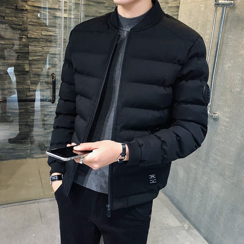 Men's Winter Down Cotton Jacket New Trend Short Casual Cotton Coat Thickened Baseball Collar Outerwear for Warmth