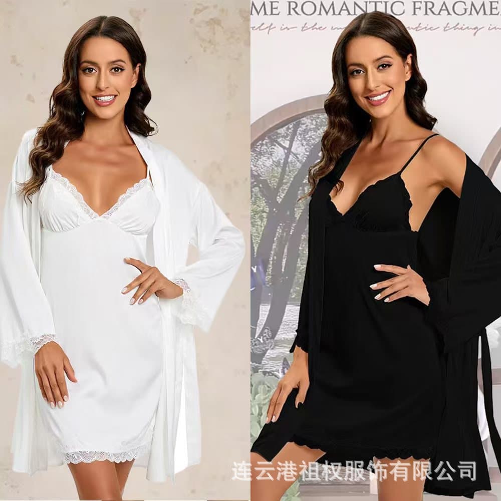 Ice Silk Pajama Set for Women, Sleeveless Tank Top with Thin Two-Piece Homewear, Amazon Wholesale Silk Cross-Border Hot Seller Long Sleeve