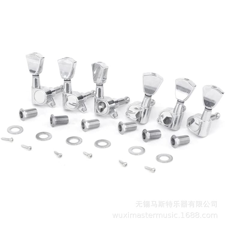 3R+3L Set Guitar Tuning Pegs, Fully Enclosed Guitar Machine Heads, Right Angle Long Handle, Diamond-Shaped Tuning Pegs