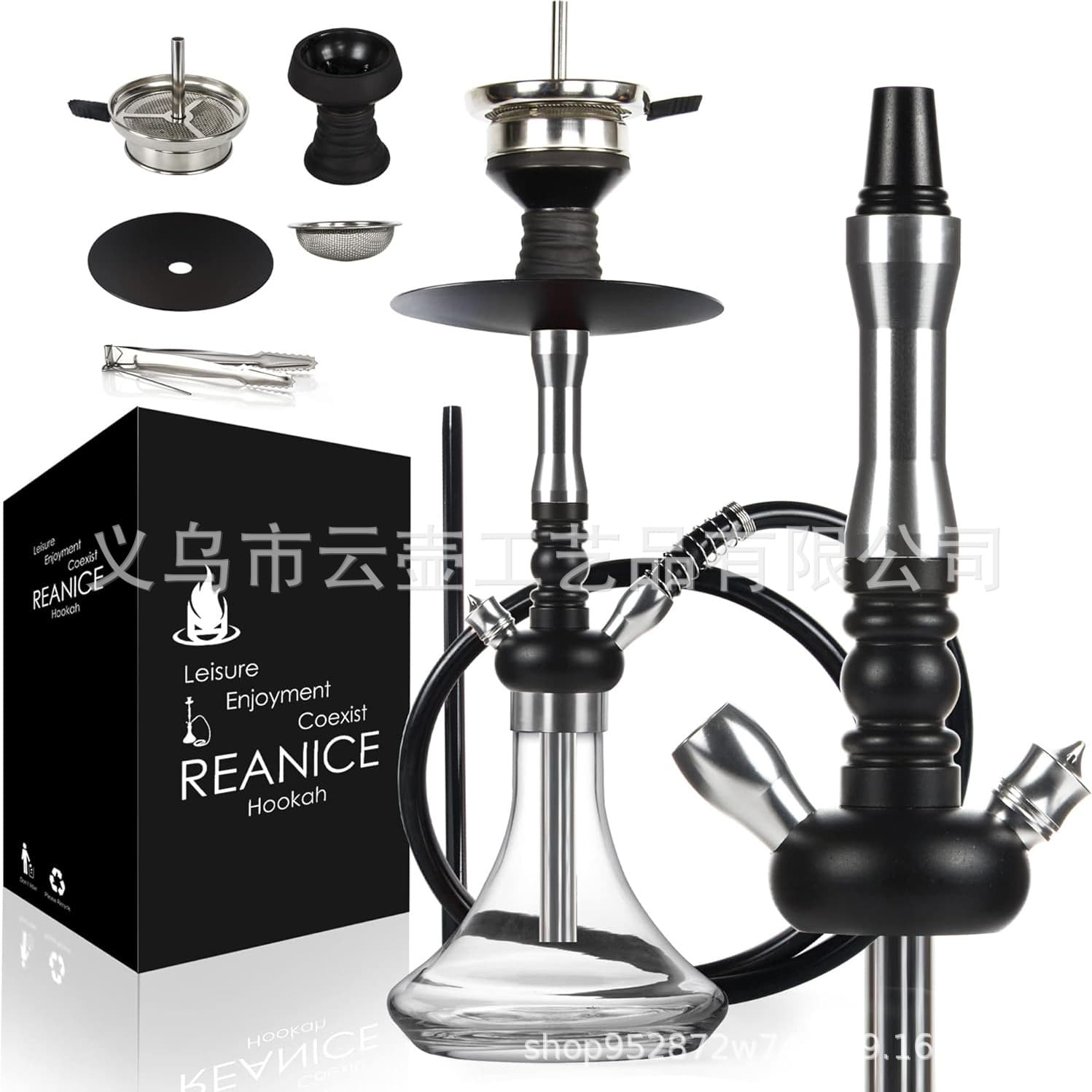 Cross-border Amazon hookah in stock shisha Arabian hookah single pipe complete set with smoke pot carbon grille hookah pipe